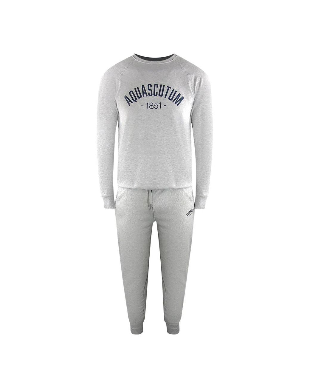 Aquascutum Gray Old School Crewneck Track Pants Set Cotton for men