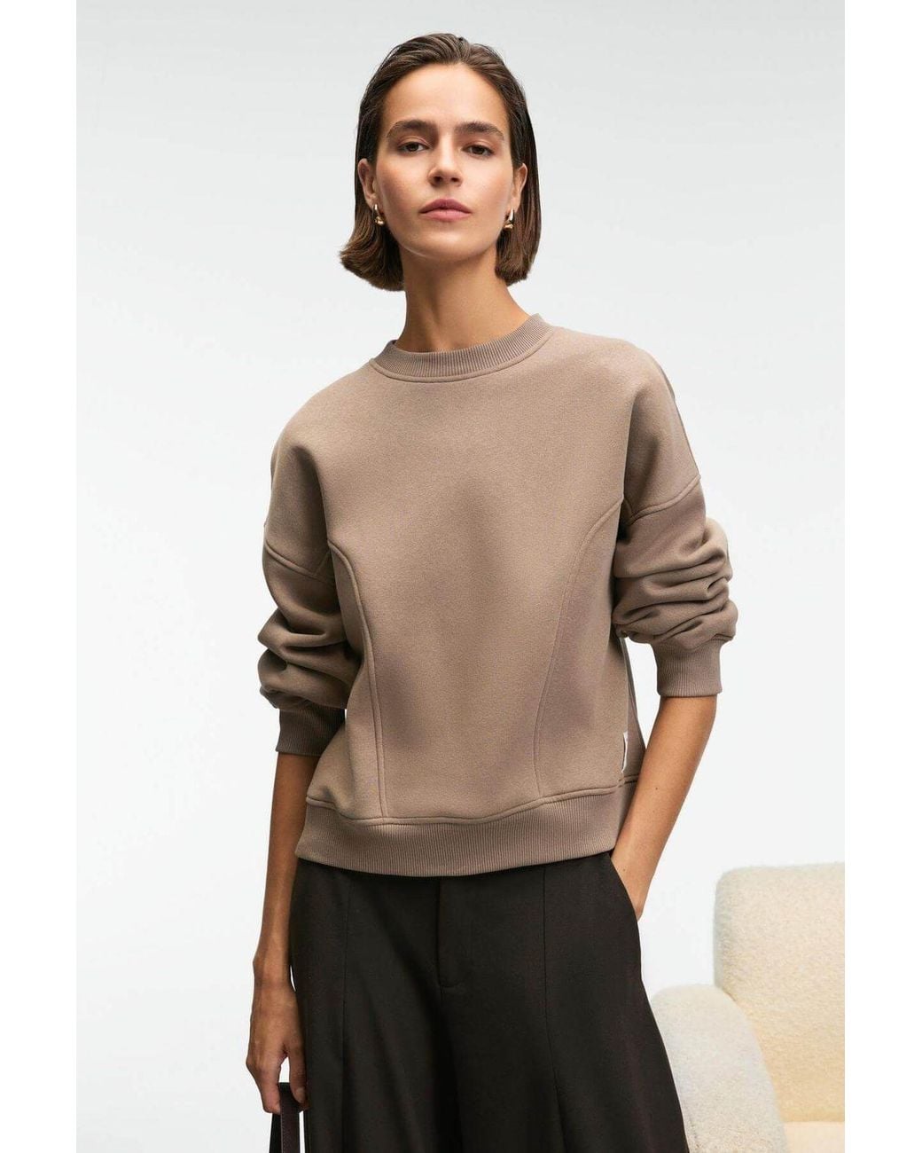 Grimelange Natural Oversized Crew Neck Sweatshirt
