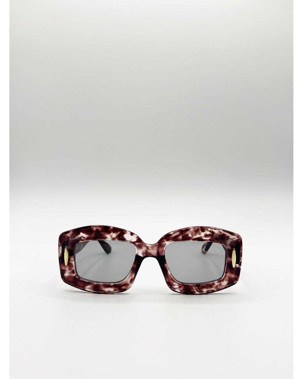 SVNX Metallic Oversized Chunky Rectangle Sunglasses