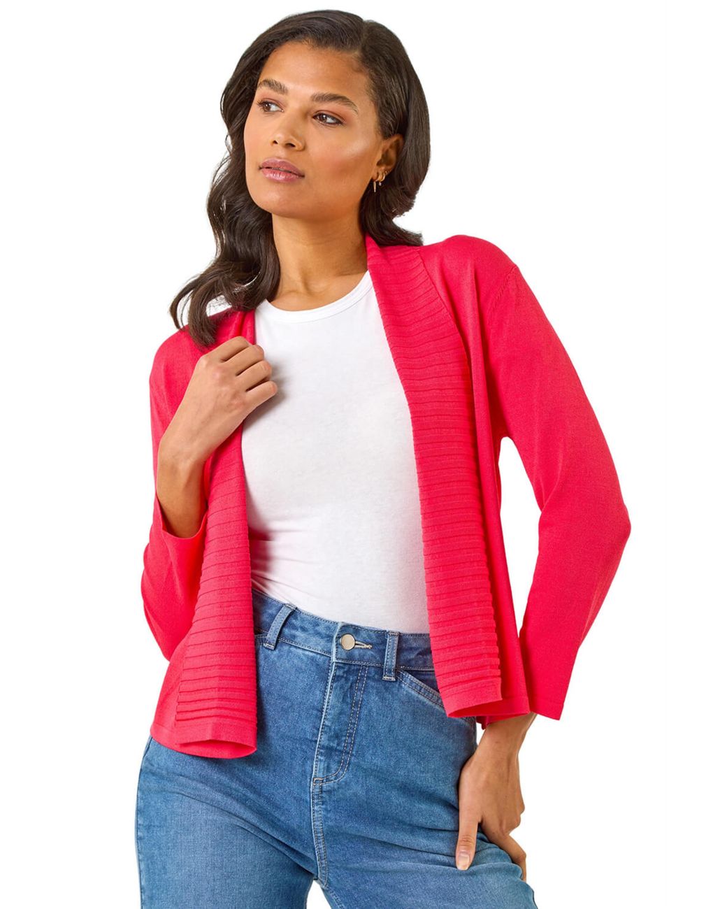 Roman Red Ribbed Detail Shrug