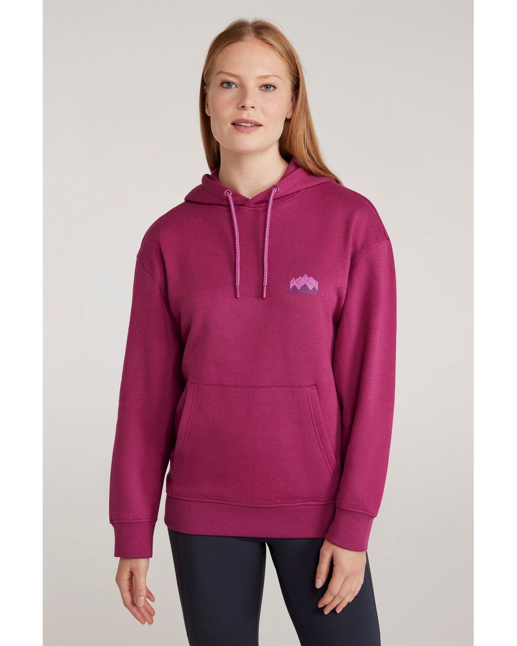 Mountain Warehouse Pink Printed Scene Hoodie With Kangaroo Pocket Breathable Pullover Cotton
