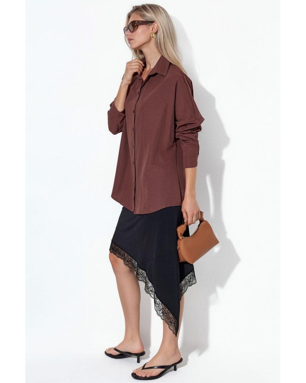 Bigdart Red Oversized Long-Sleeve Poplin Shirt
