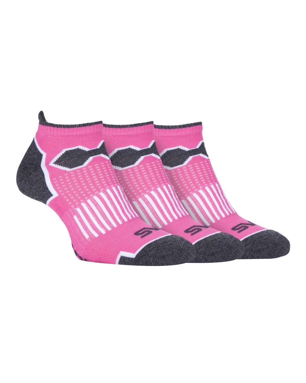 Storm Bloc Black 3 Pack Ladies Short Ankle Running Sports Socks With Arch Support