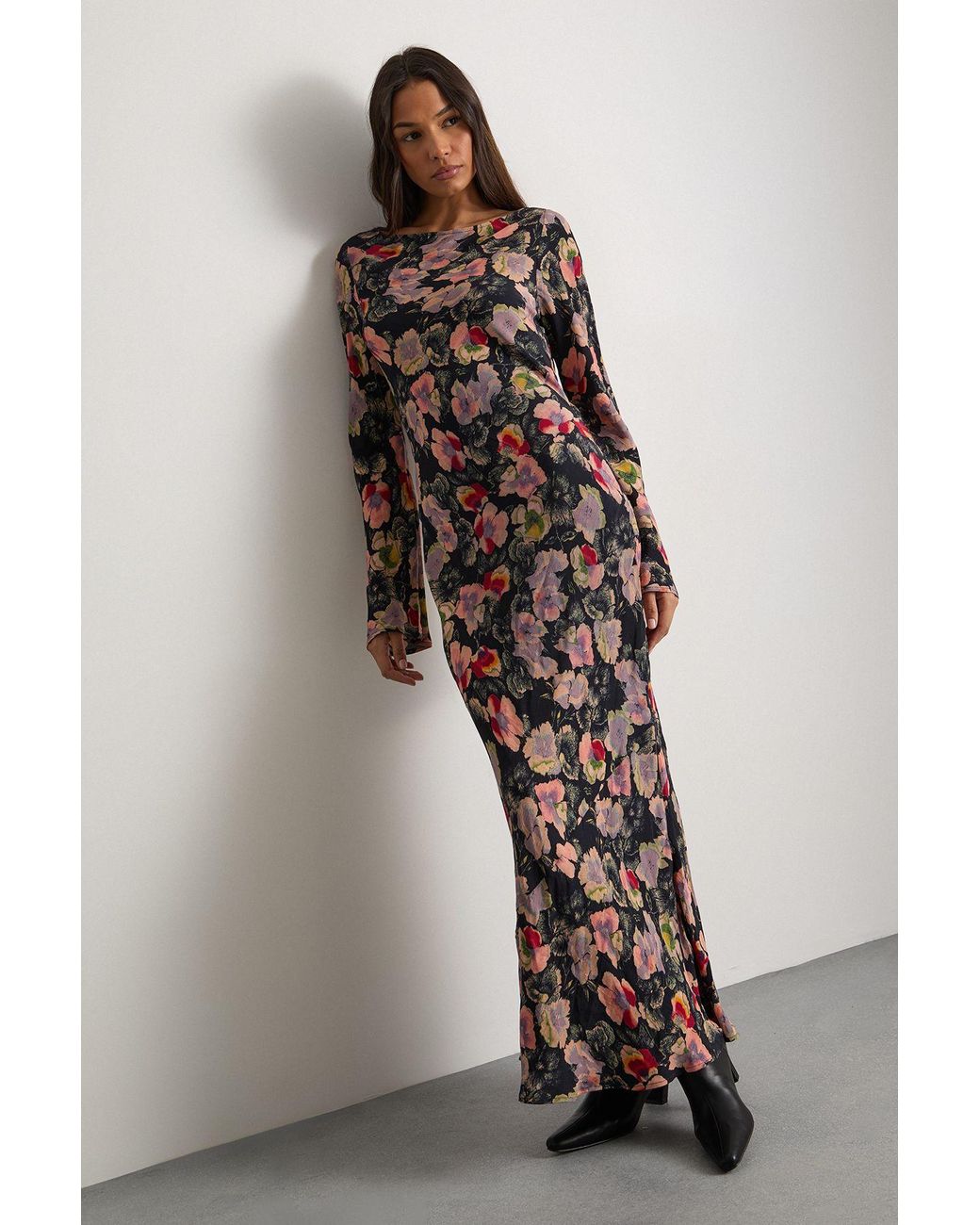 Warehouse Multicolor Bias Cut Scoop Back Midaxi Dress