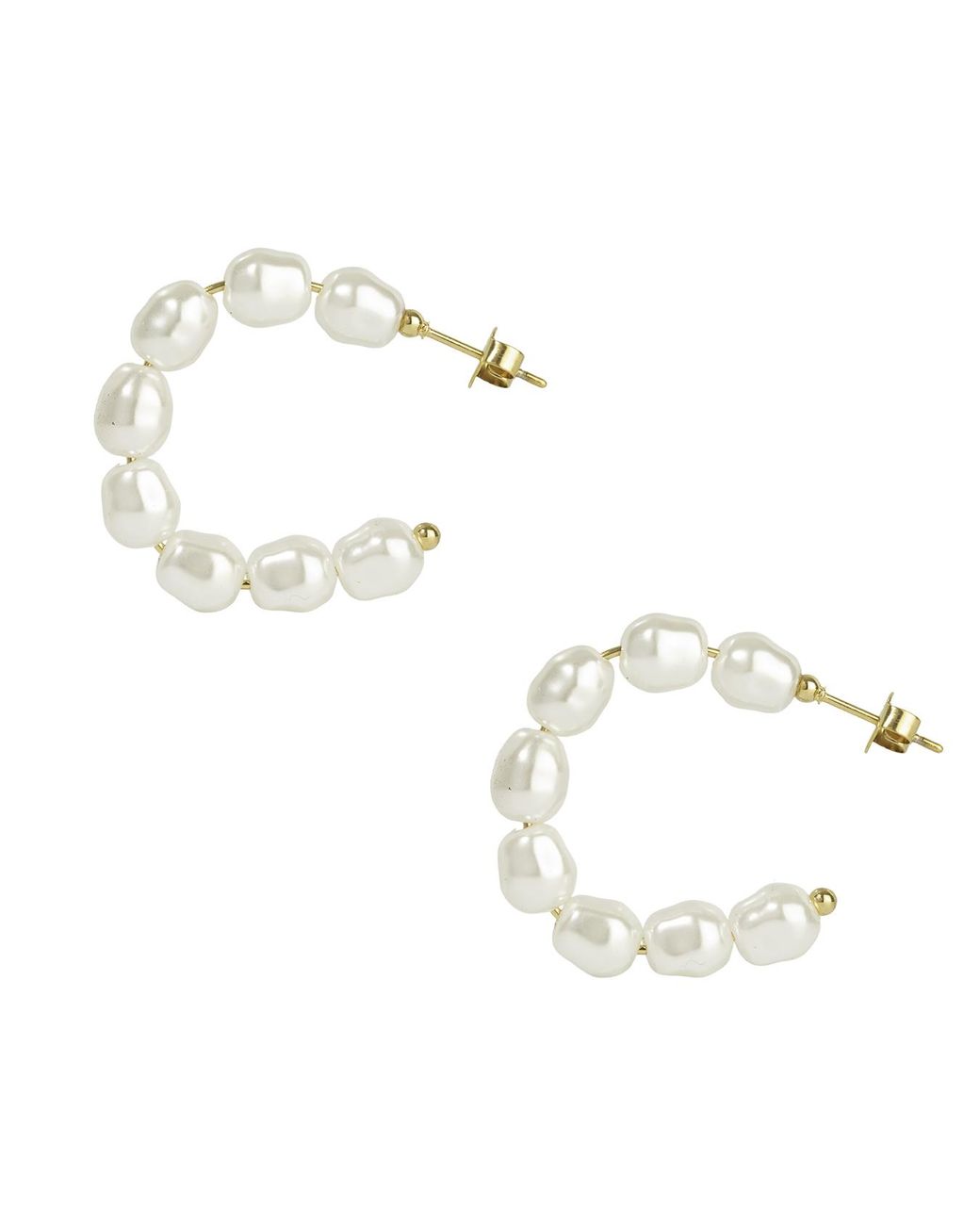 The Jewellery Stockroom Metallic Plated Pvd Waterproof Stainless Steel Pearl Hoops