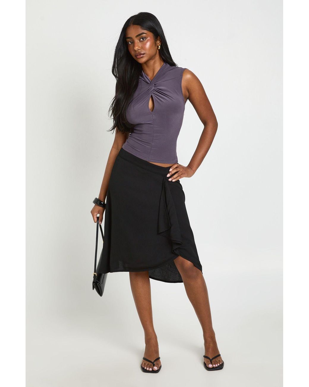 Boohoo Multicolor Twist Front Key Hole Back Top