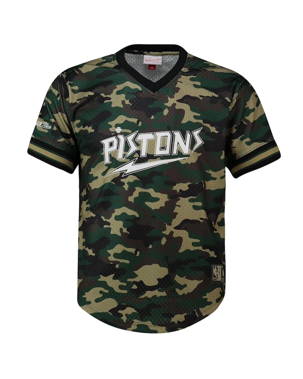 Mitchell & Ness Green Nba Detroit Pistons Camo Mesh T-Shirt for men