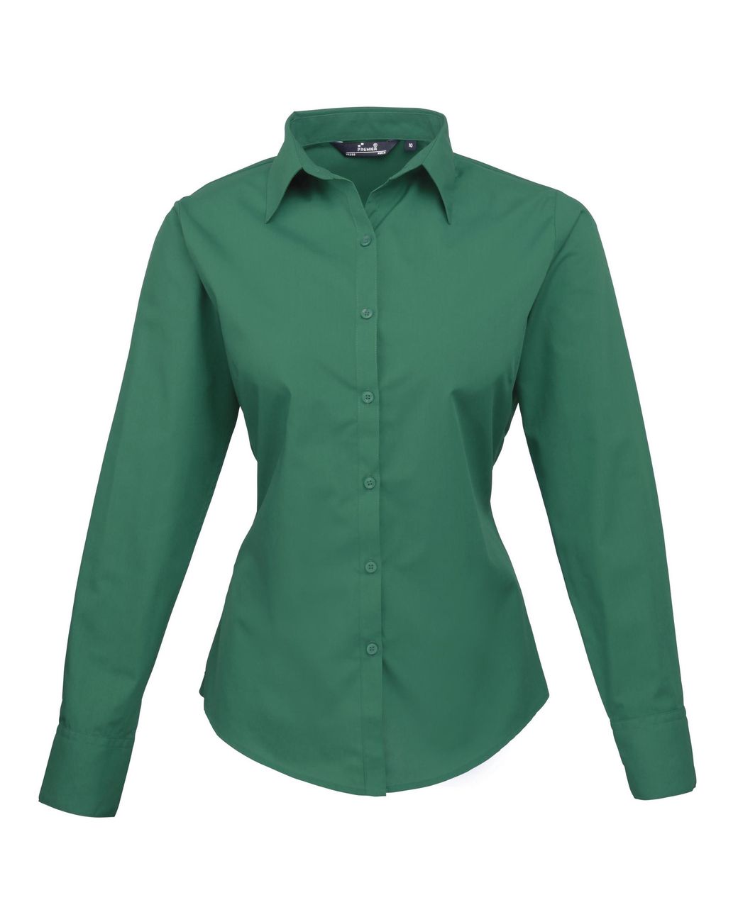 PREMIER Green Ladies Poplin Long Sleeve Blouse Plain Work Shirt