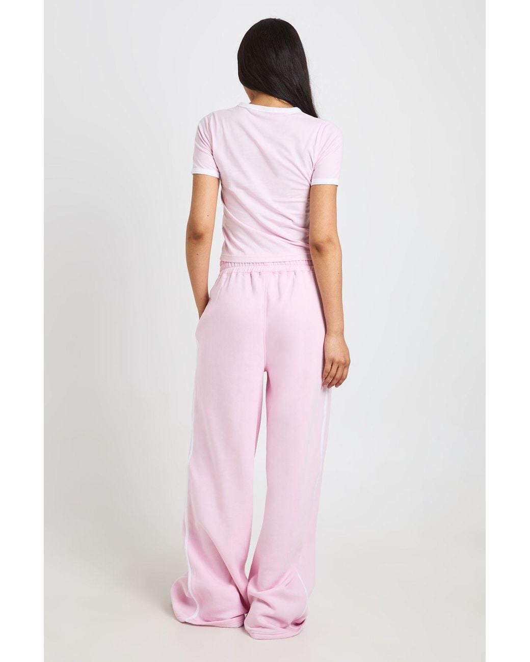 Boohoo Pink Tall Piping Detail T-Shirt And Straight Leg Jogger Set