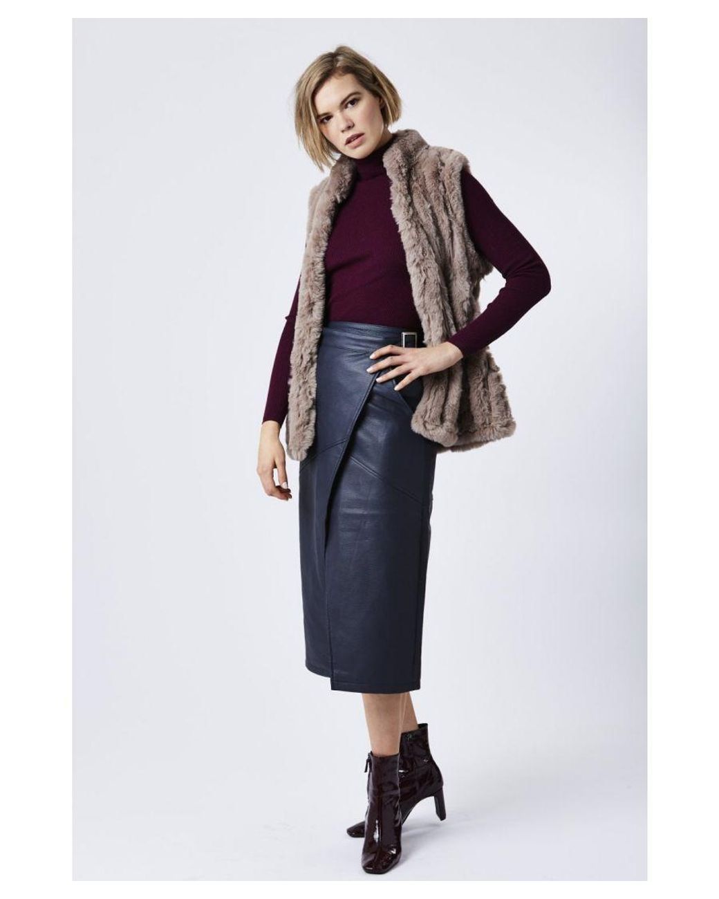 Jayley Multicolor Faux Fur Suede Vertical Striped Gilet