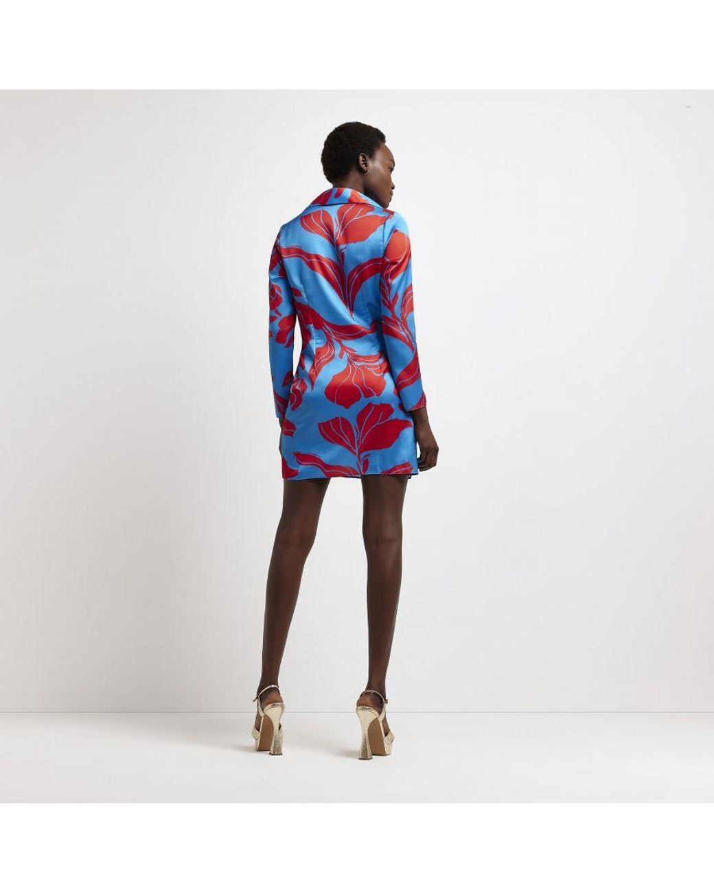 River Island Blue Shirt Dress Blake Satin Cowl