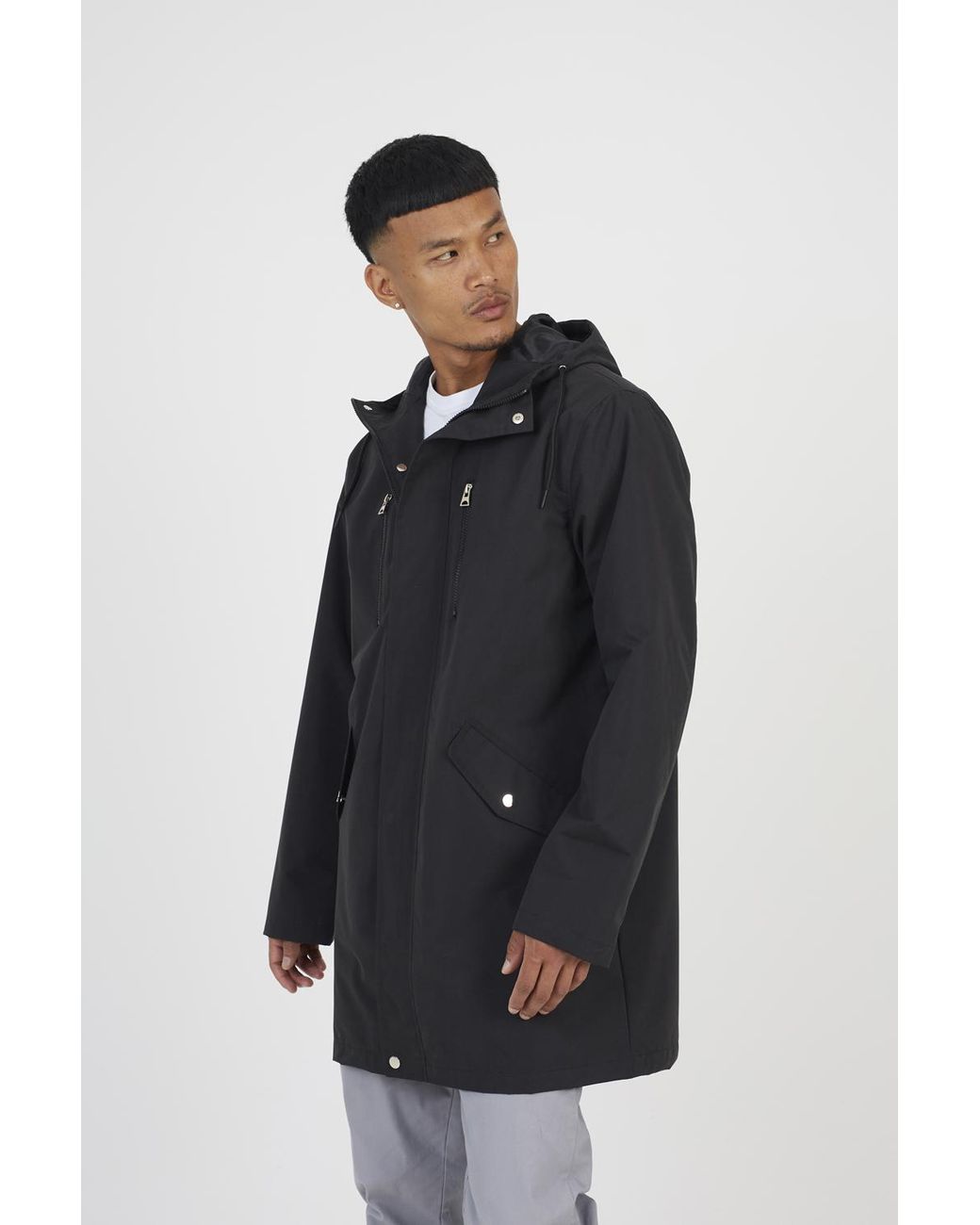 Brave Soul Blue Microfibre Parka Jacket for men