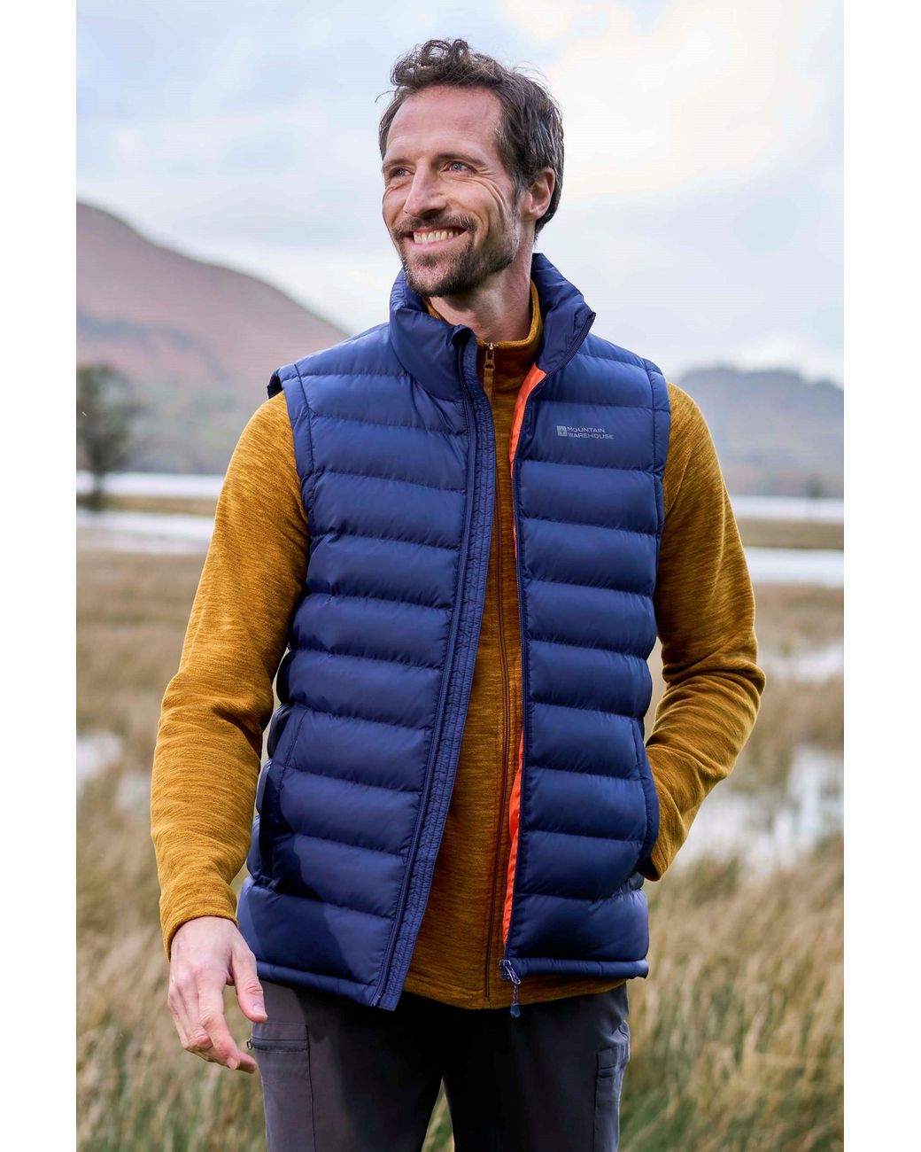 Mountain Warehouse Blue 'Seasons' Padded Gilet With Two Front Pockets Water Resistant Walking Jacket Polyamide for men