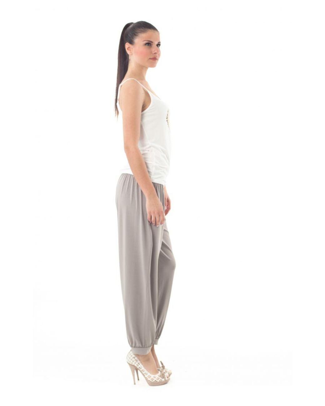 Conquista White Printed Spaghetti Top