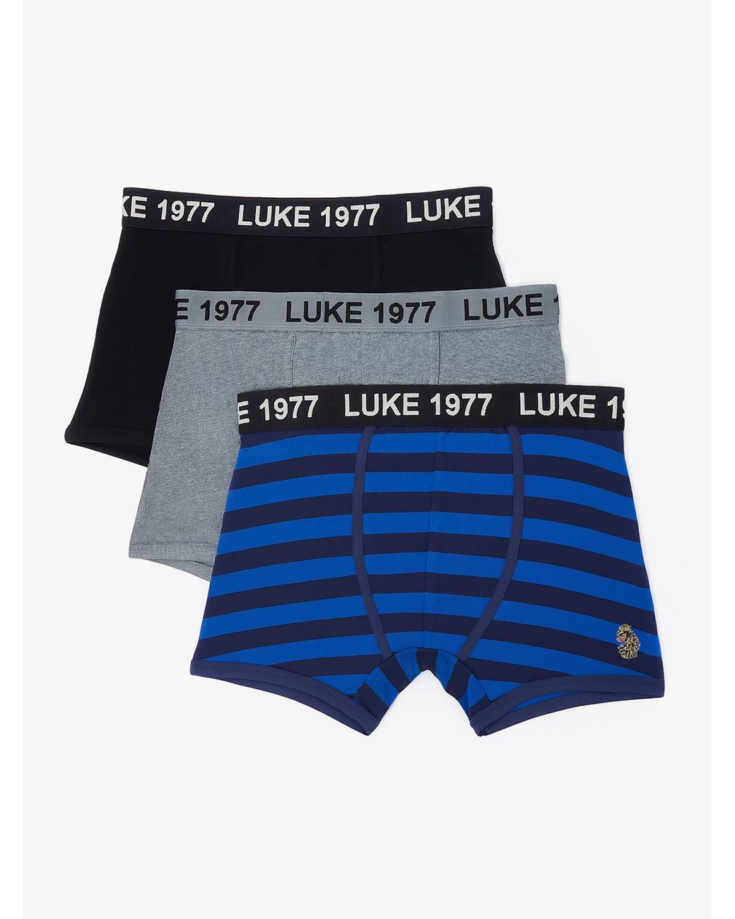 Luke 1977 Blue Niter Soft Cotton Trunk Boxers 3 Pack for men