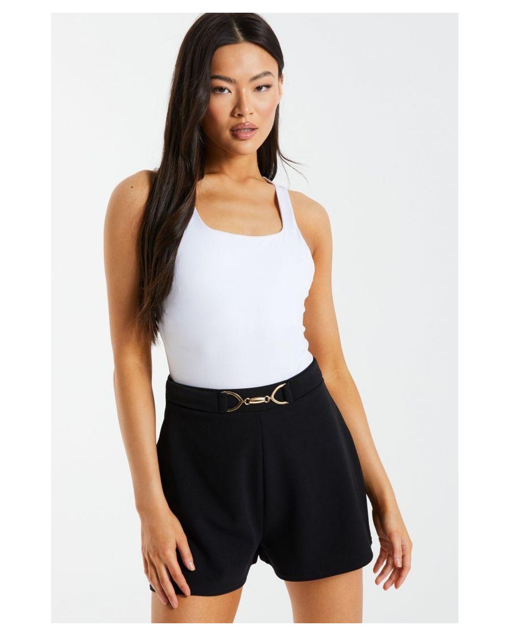 High waisted cheap buckle shorts