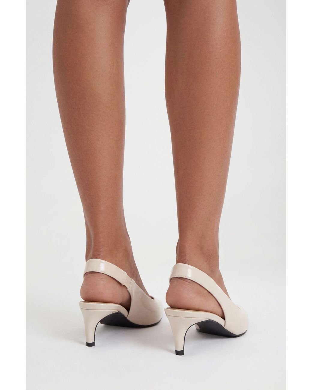 Boohoo White Kitten Heel Slingback Pointed Court Shoes
