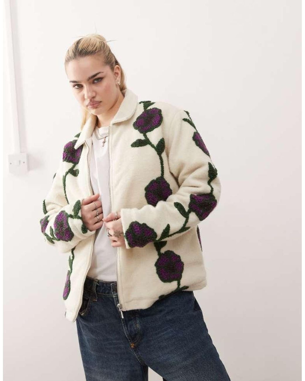 Obey Blue Fields Jacquard Sherpa Jacket