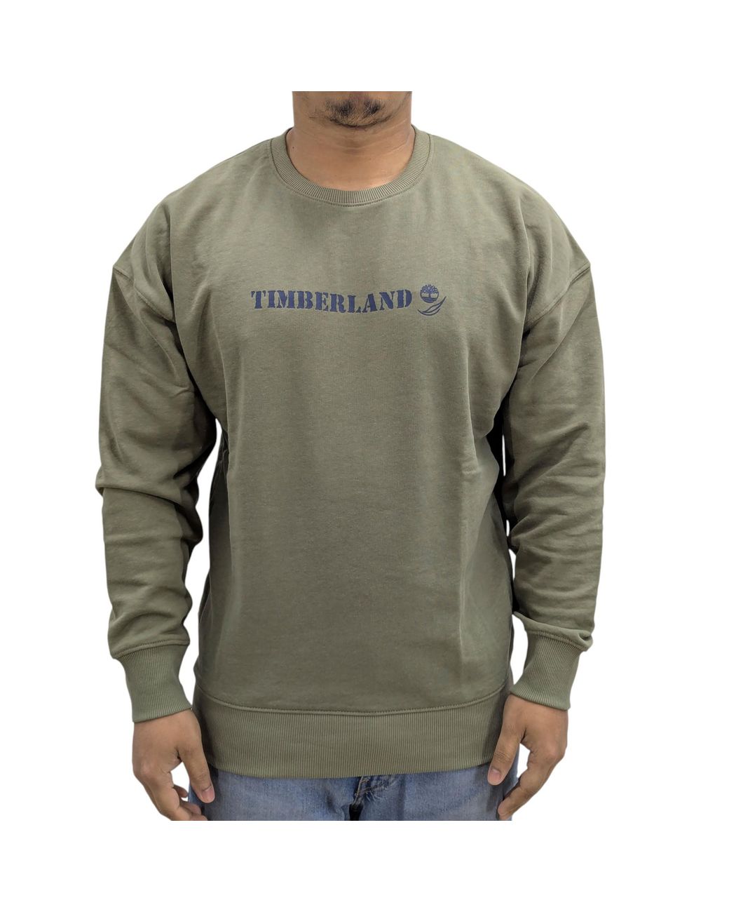 Timberland Green Sweatshirts Pullover Crew Neck Fleece Top for men
