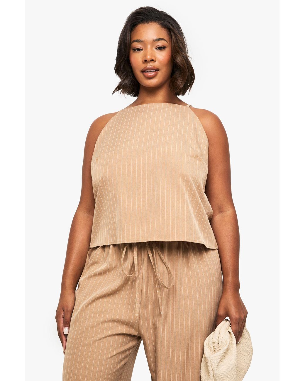 Boohoo Natural Plus Pinstripe Cami Top