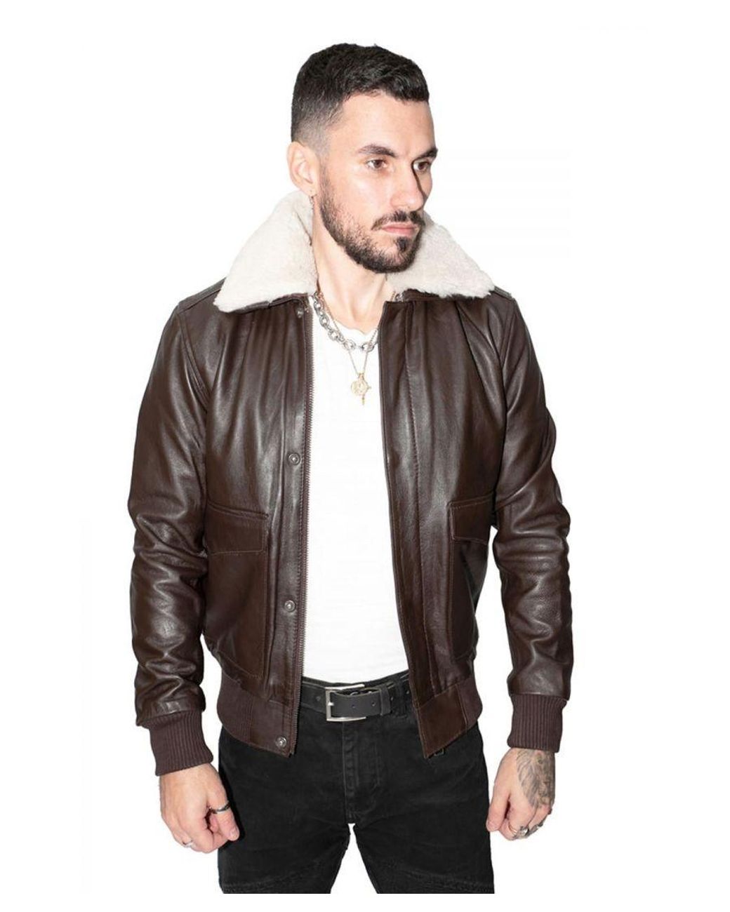 Infinity Leather Gray Air Force A2 Cowhide Bomber Jacket-Montreal for men