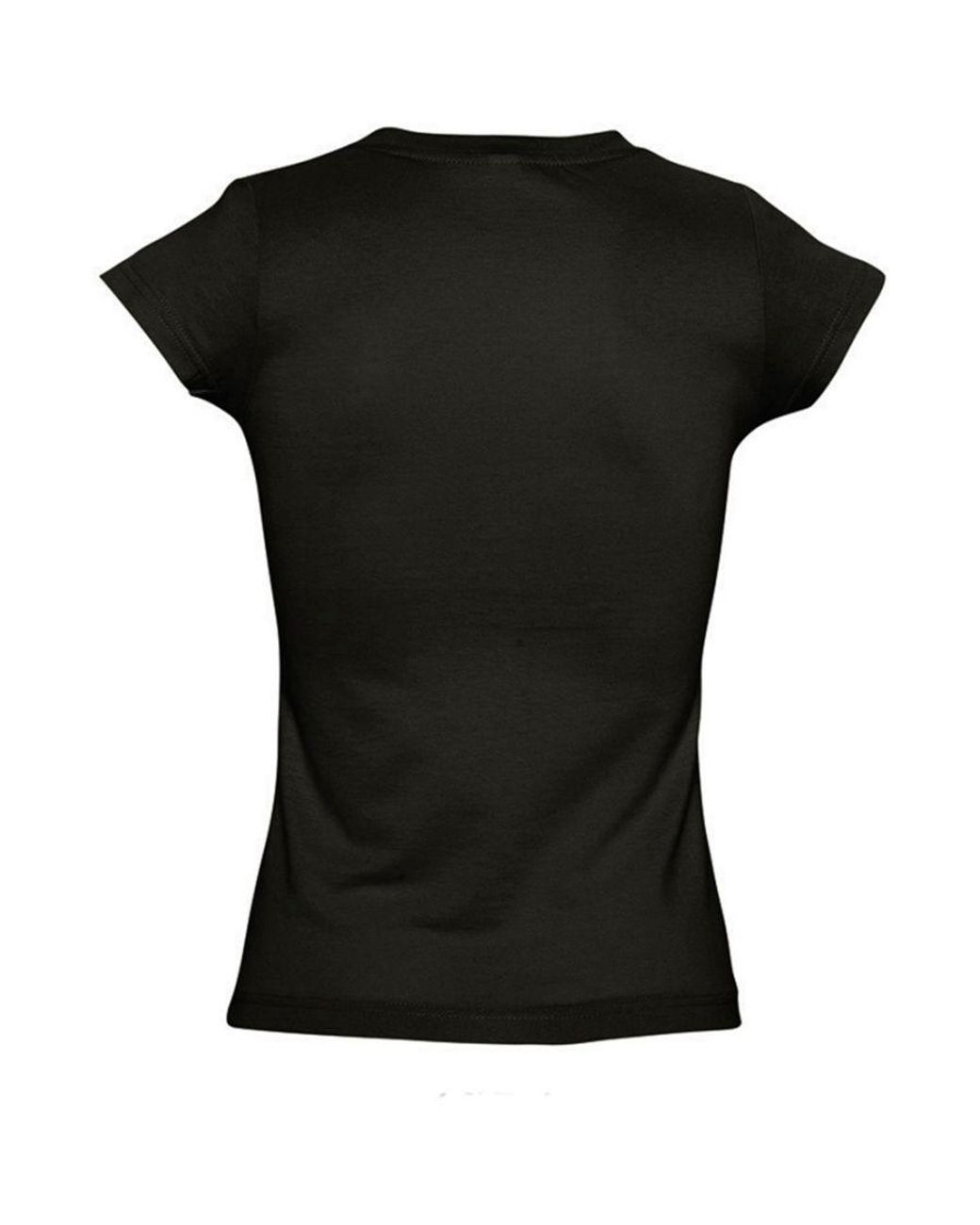 Sol's Black Ladies Moon V Neck Short Sleeve T-Shirt (Deep) Cotton