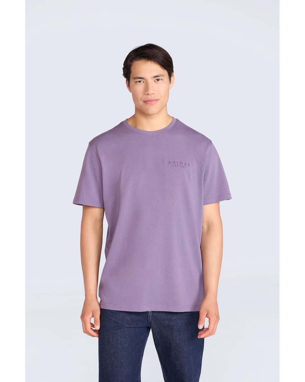 Mountain Warehouse Purple 'Chase' T-Shirt Cotton Relaxed Fit Breathable Summer Tee for men