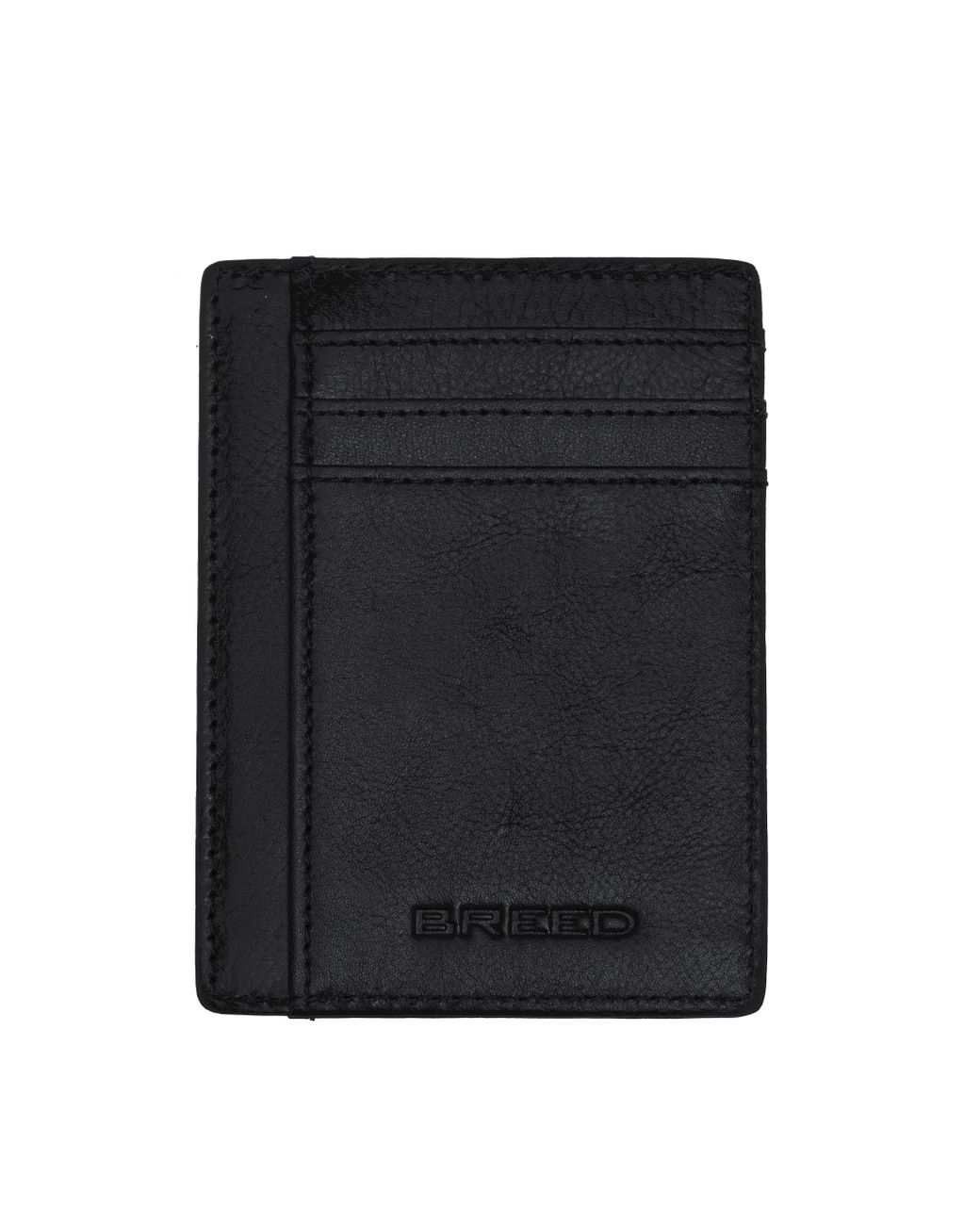 Breed Black Chase Genuine Leather Front Pocket Wallet for men