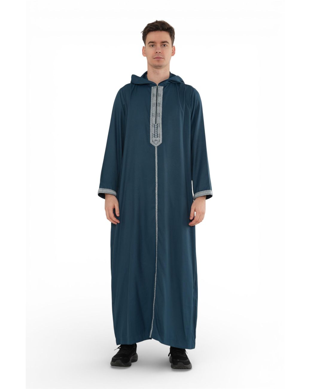 Thobez Blue Eid Aqua Hooded Moroccan Thobe Robe Djellaba Ramadan Jubba- Hm3 for men
