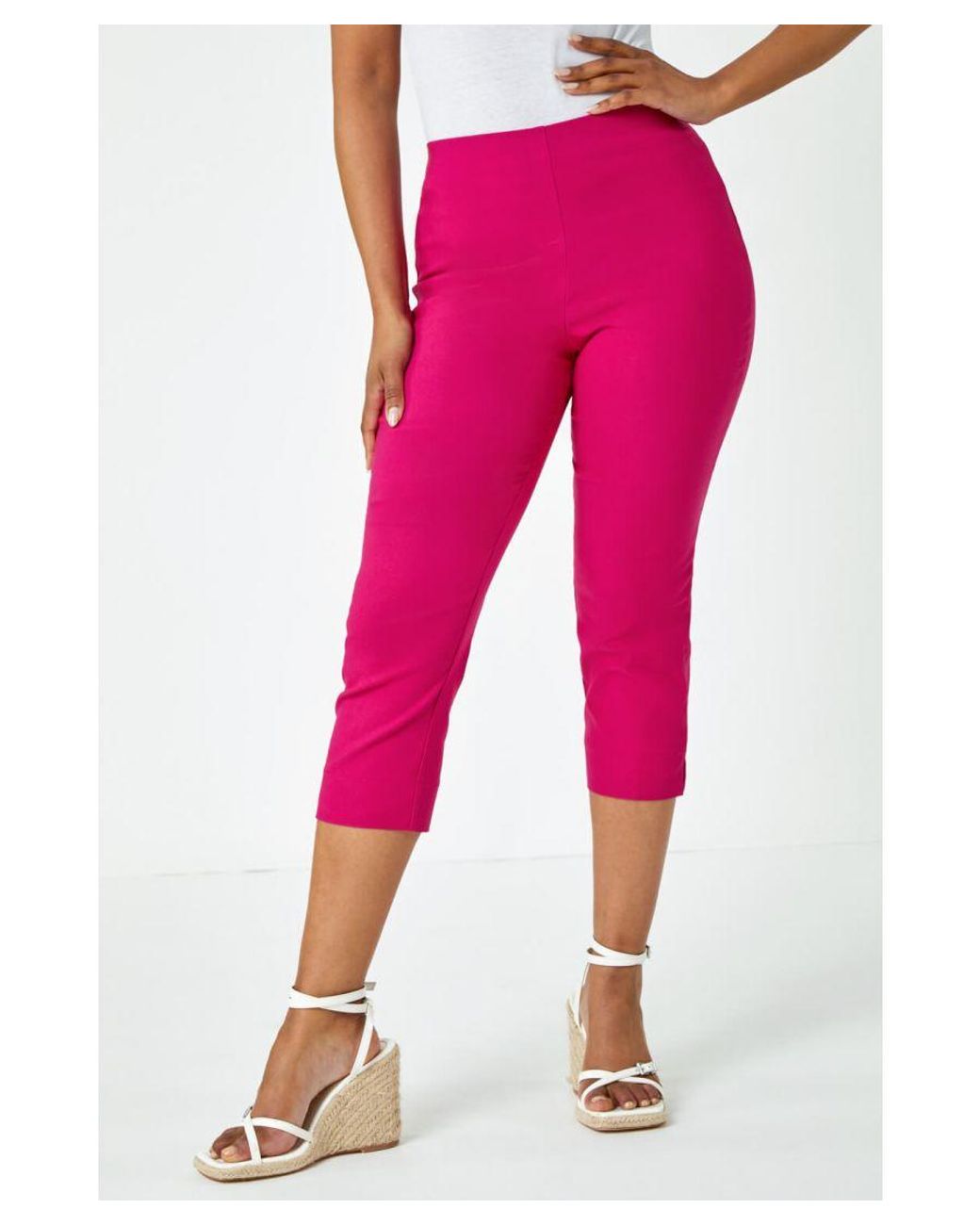 Roman Petite Pink Cropped Stretch Trouser