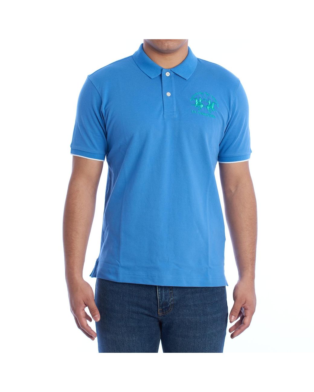 La Martina Blue Regular Fit Short Sleeve Polo Ymp001-Pk001 for men