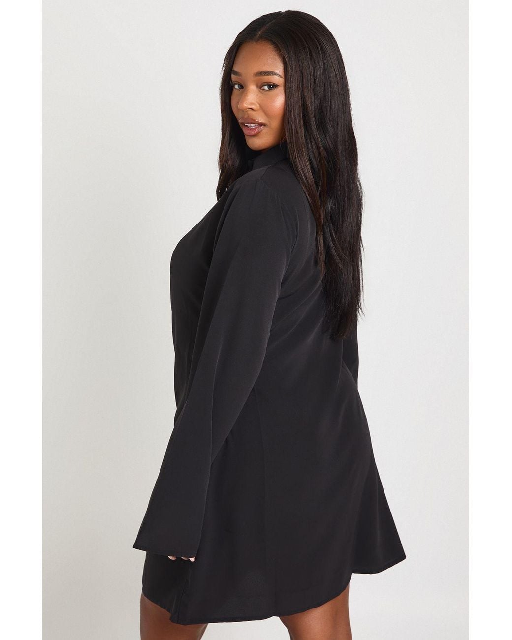 Boohoo Black Plus Woven Wrap Drape Detail Mini Dress