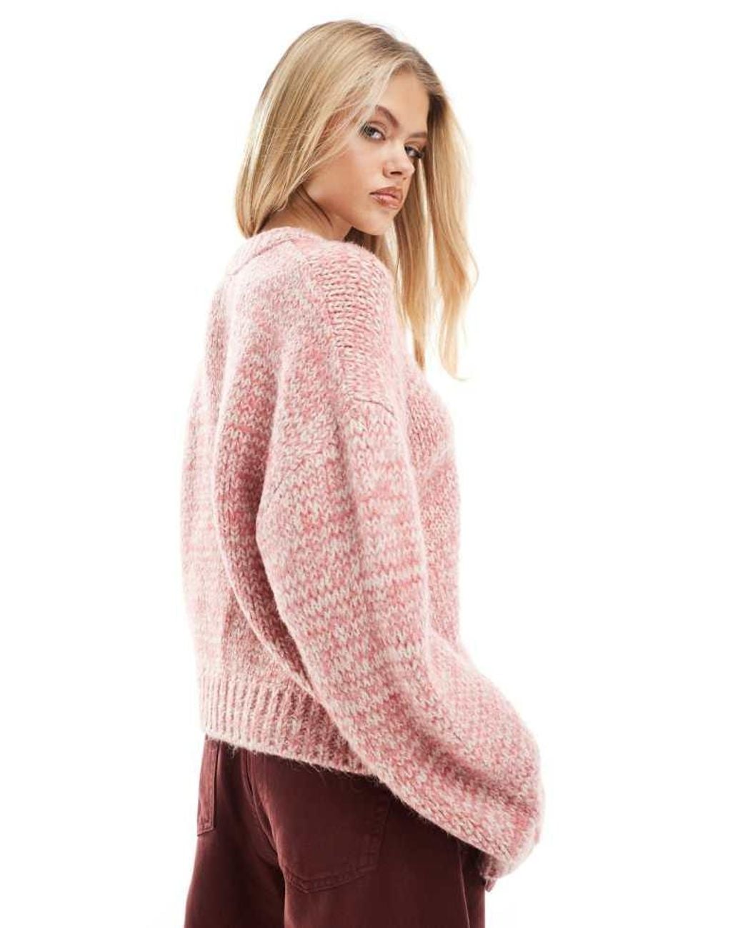 ASOS Pink Crew Neck Jumper With Chunky Trim