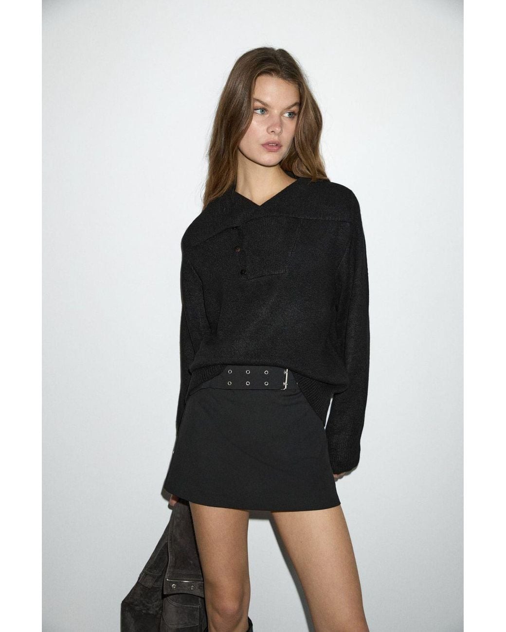 Grimelange Black Regular Fit Knitted Sweater