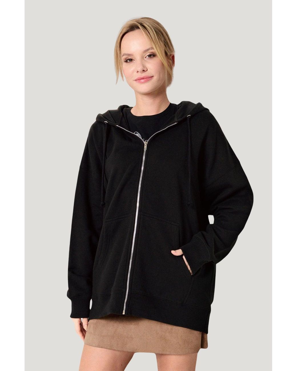 Secret Label Black Zip Front Hoodie