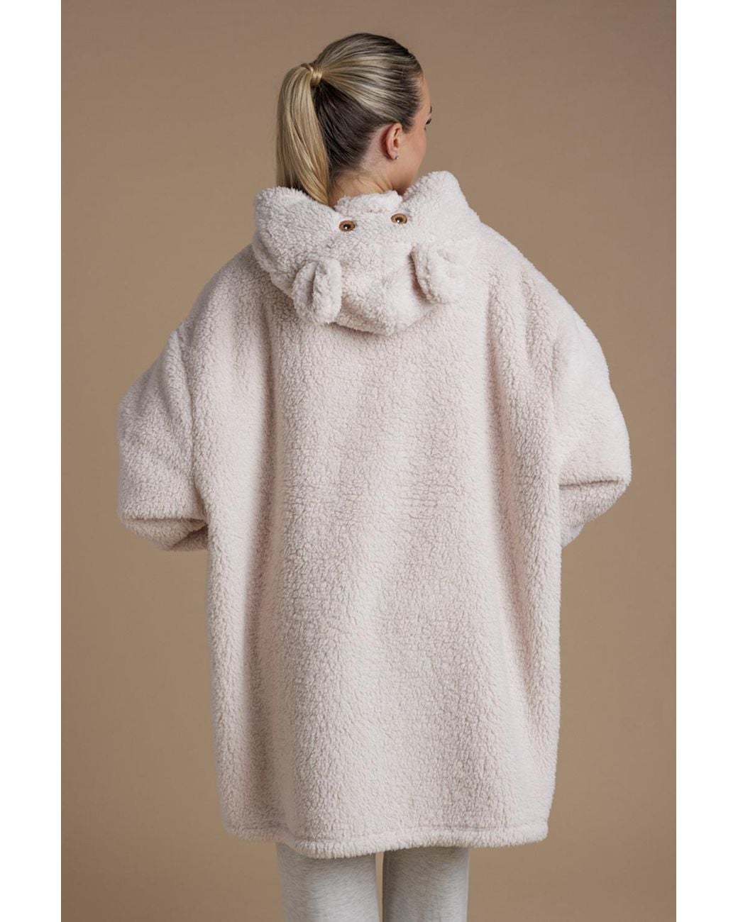 Tokyo Laundry Natural Beary Sleepy Sherpa Hooded Blanket