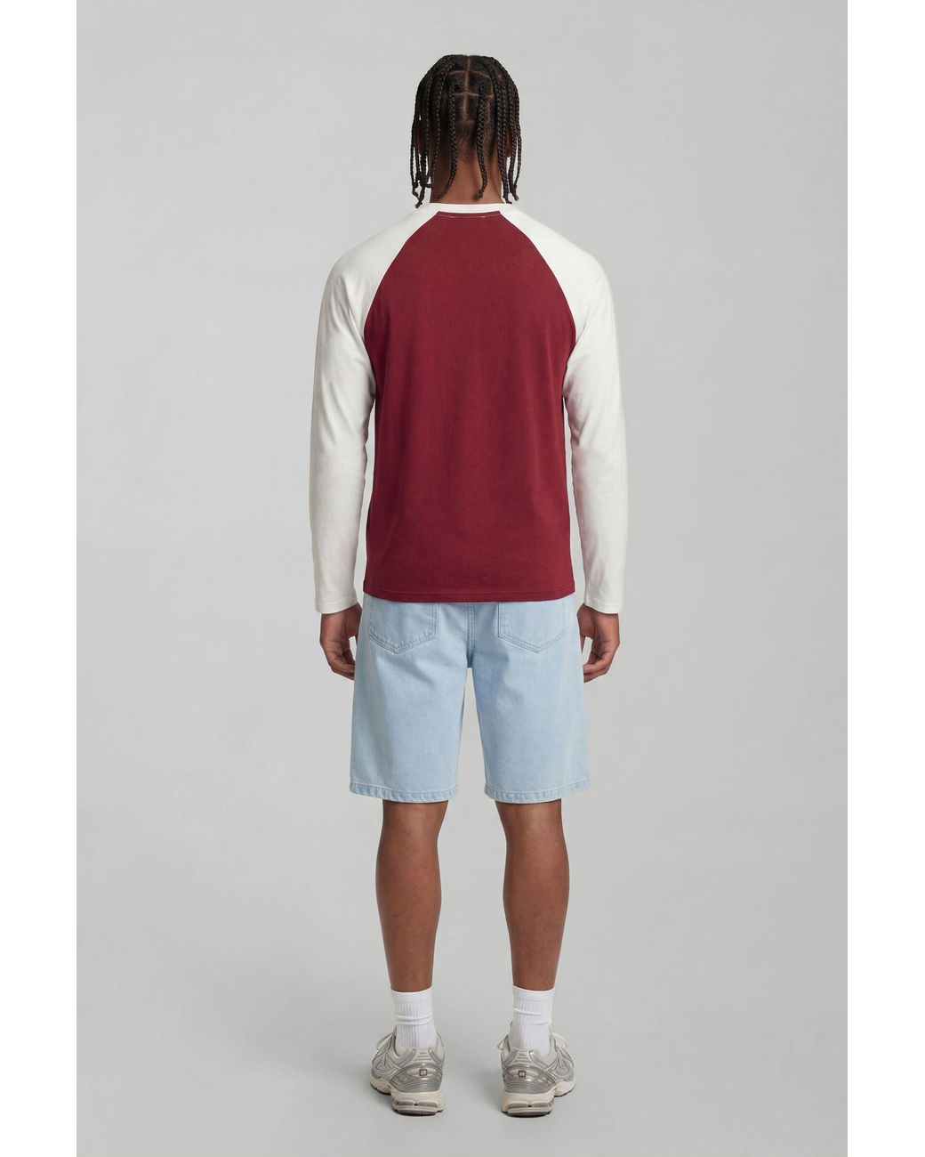 BoohooMAN Red Essential Regular Fit Raglan Long Sleeve T-Shirt for men