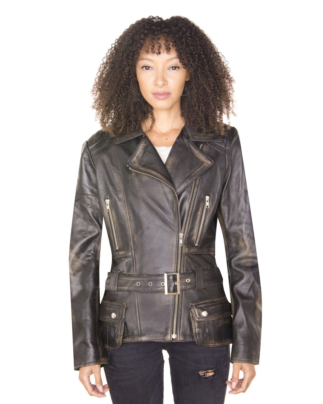 Infinity Leather Black Long Biker Jacket-Quito