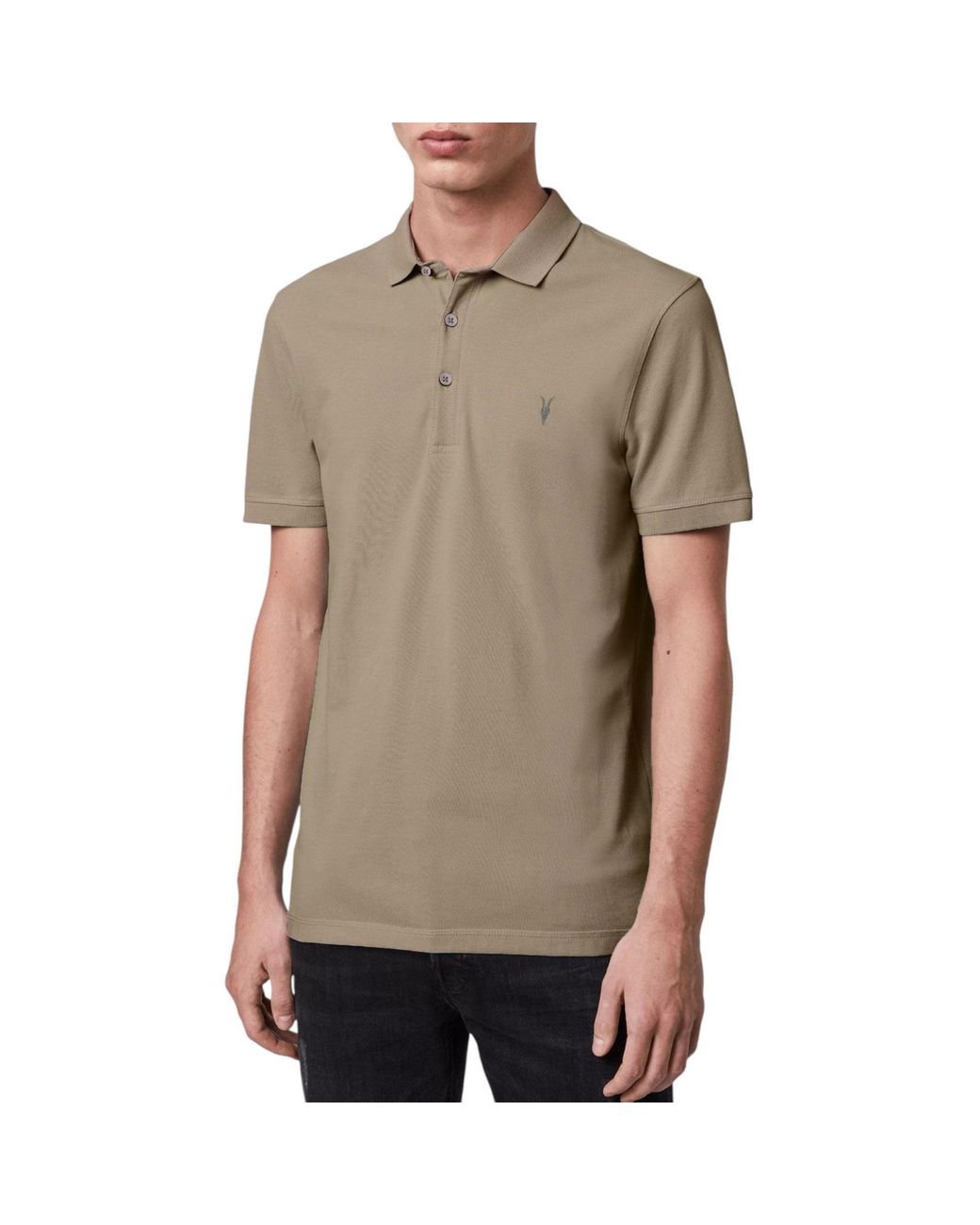 AllSaints Brown Reform Polo Shirt Summer Casual T Shirts for men