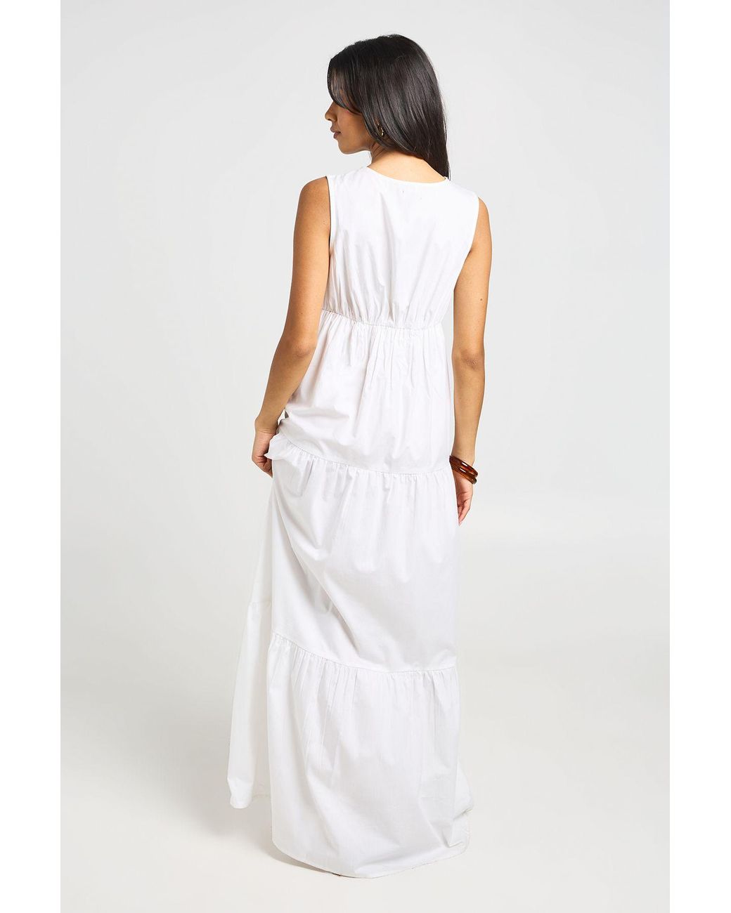Boohoo White Embroidered Lace Detail Maxi Dress