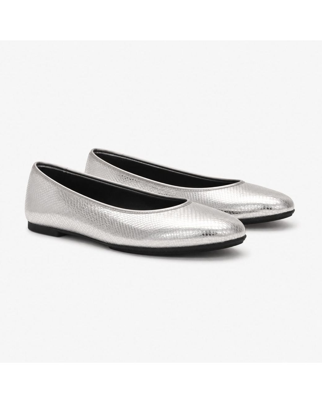 Fitflop White Delicato Snake Metallic Ballerina Shoes Leather