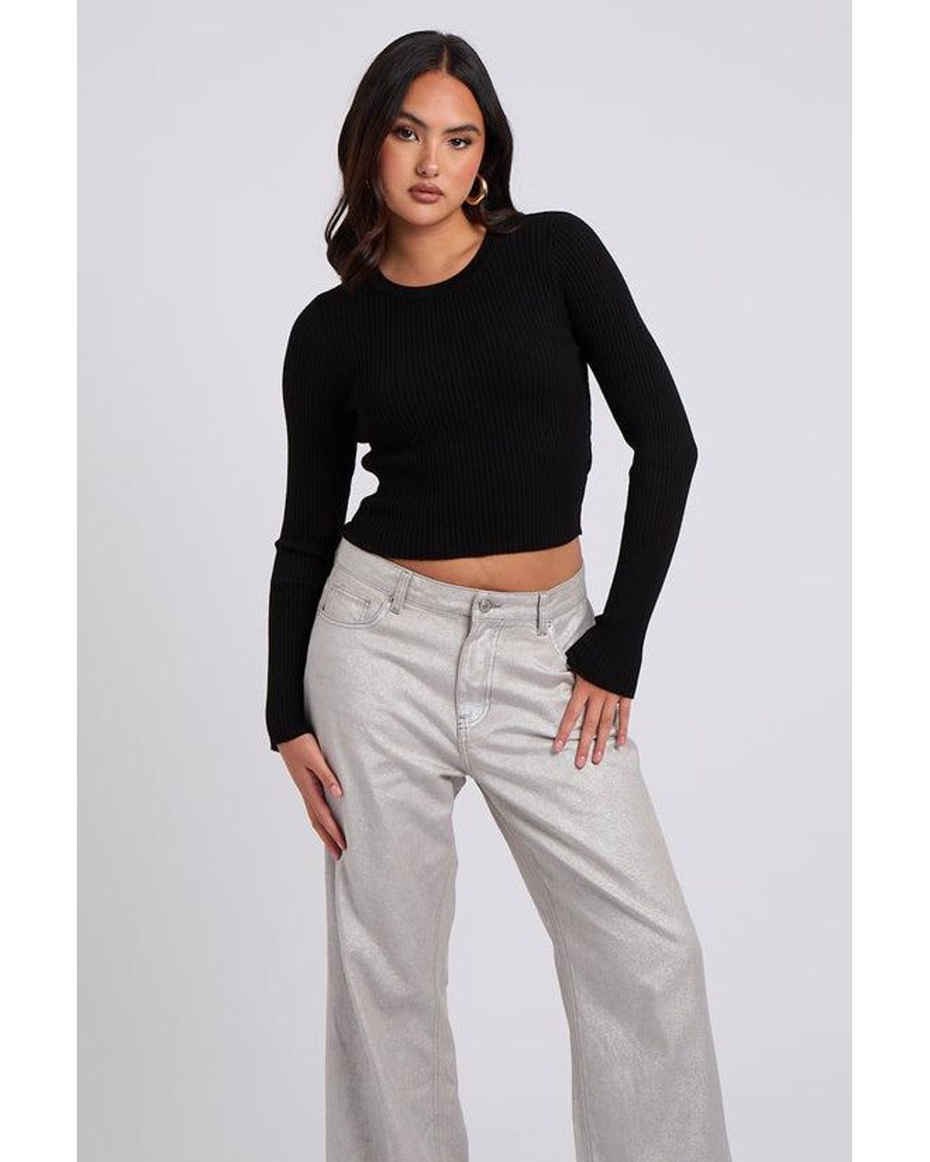 Urban Bliss Black Cut Out Back Wrap Jumper Cotton