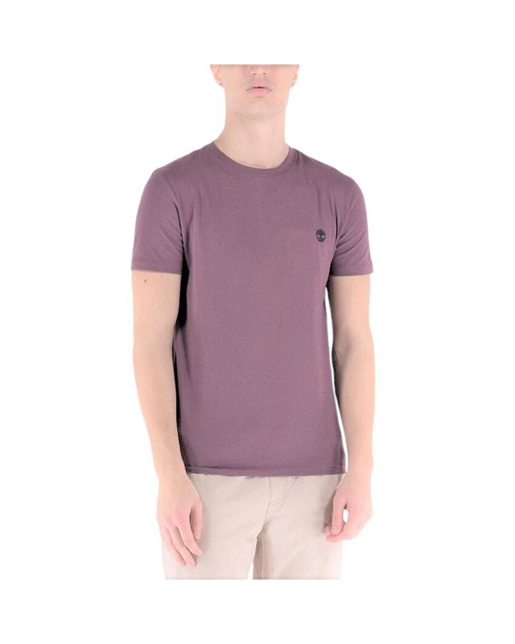 Timberland Purple T Shirt Crew Neck Short Sleeve Summer Cotton Tee Casual Top for men