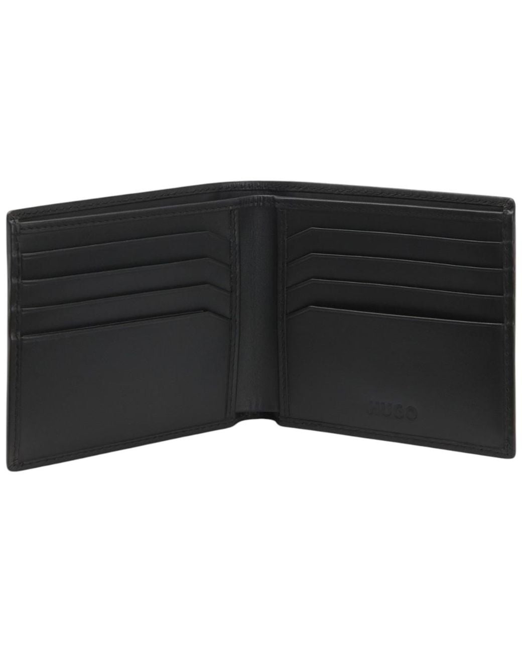 Boss Black Leather Wallet Tibby_N_8Cc Bifold Credit Cardholder for men