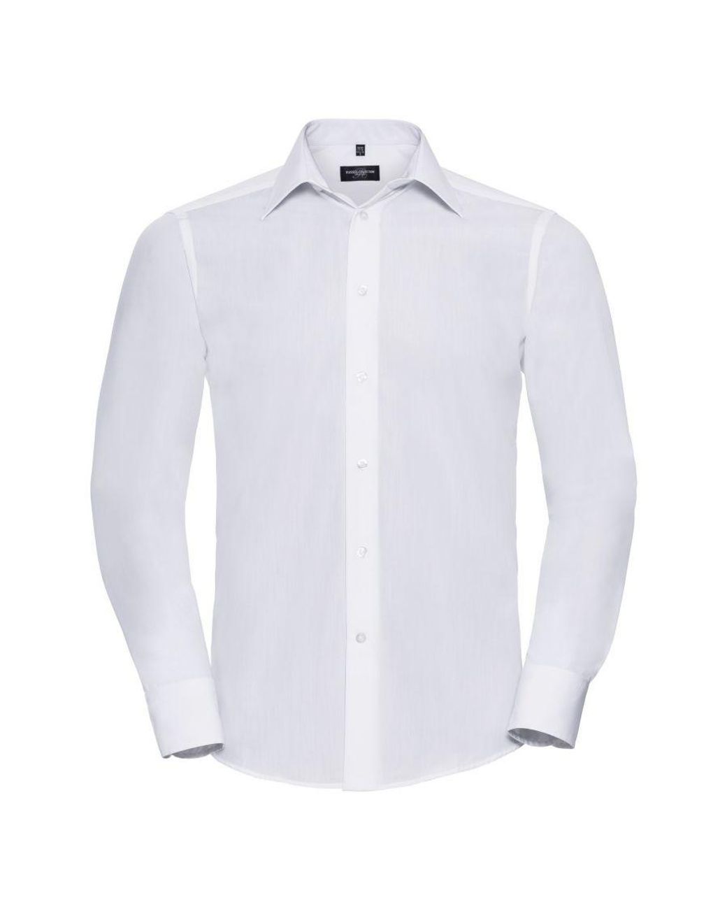 Russell White Collection Long Sleeve Poly-Cotton Easy Care Tailored Poplin Shirt for men