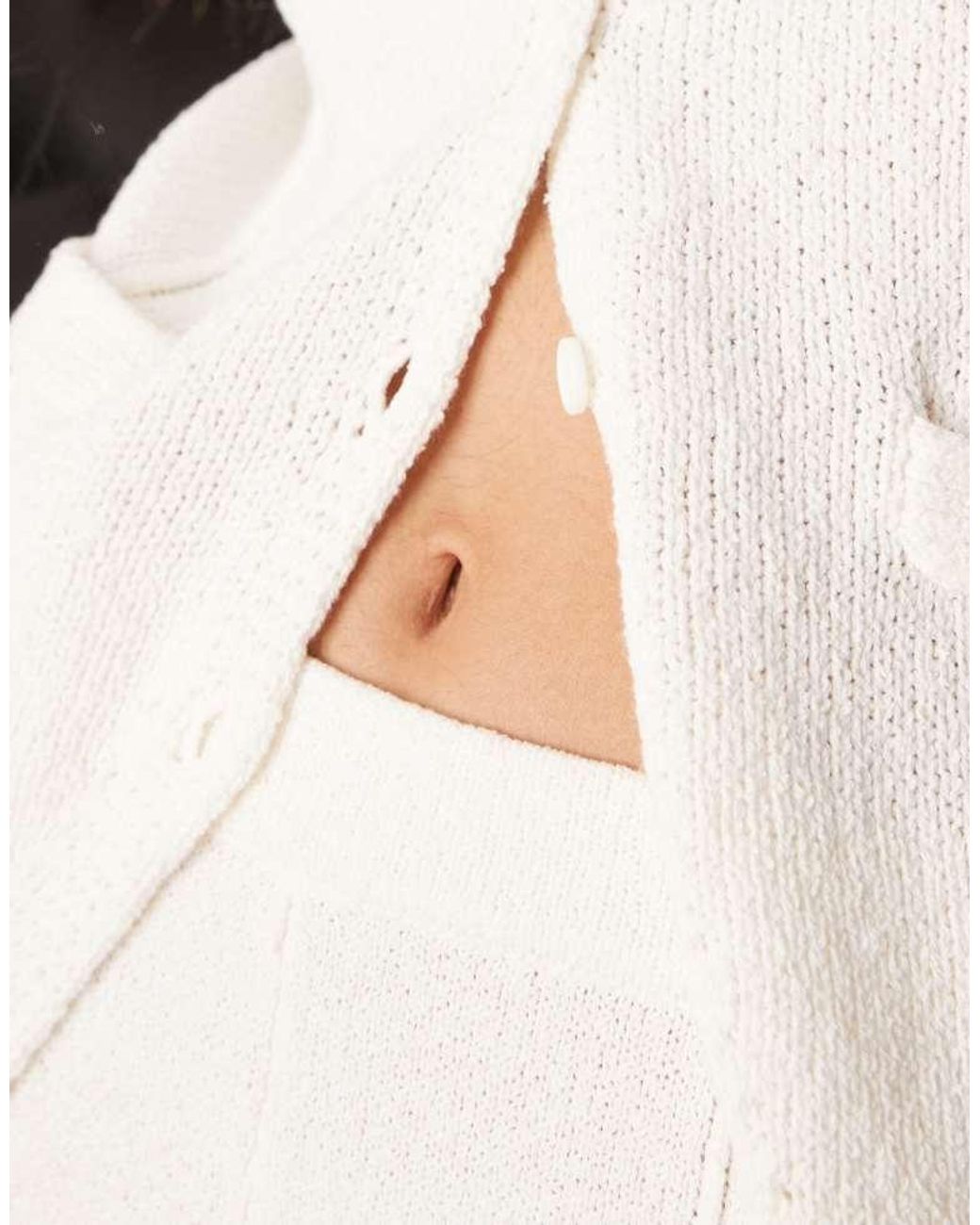 ASOS Natural Knitted V Neck Seam Detail Waistcoat