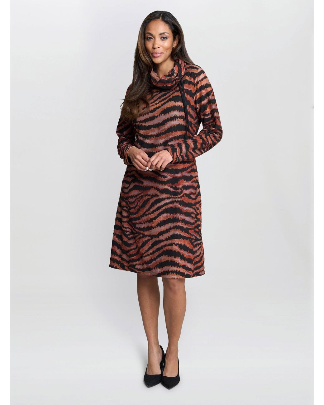 Gina Bacconi Red Aisling Animal Print Dress