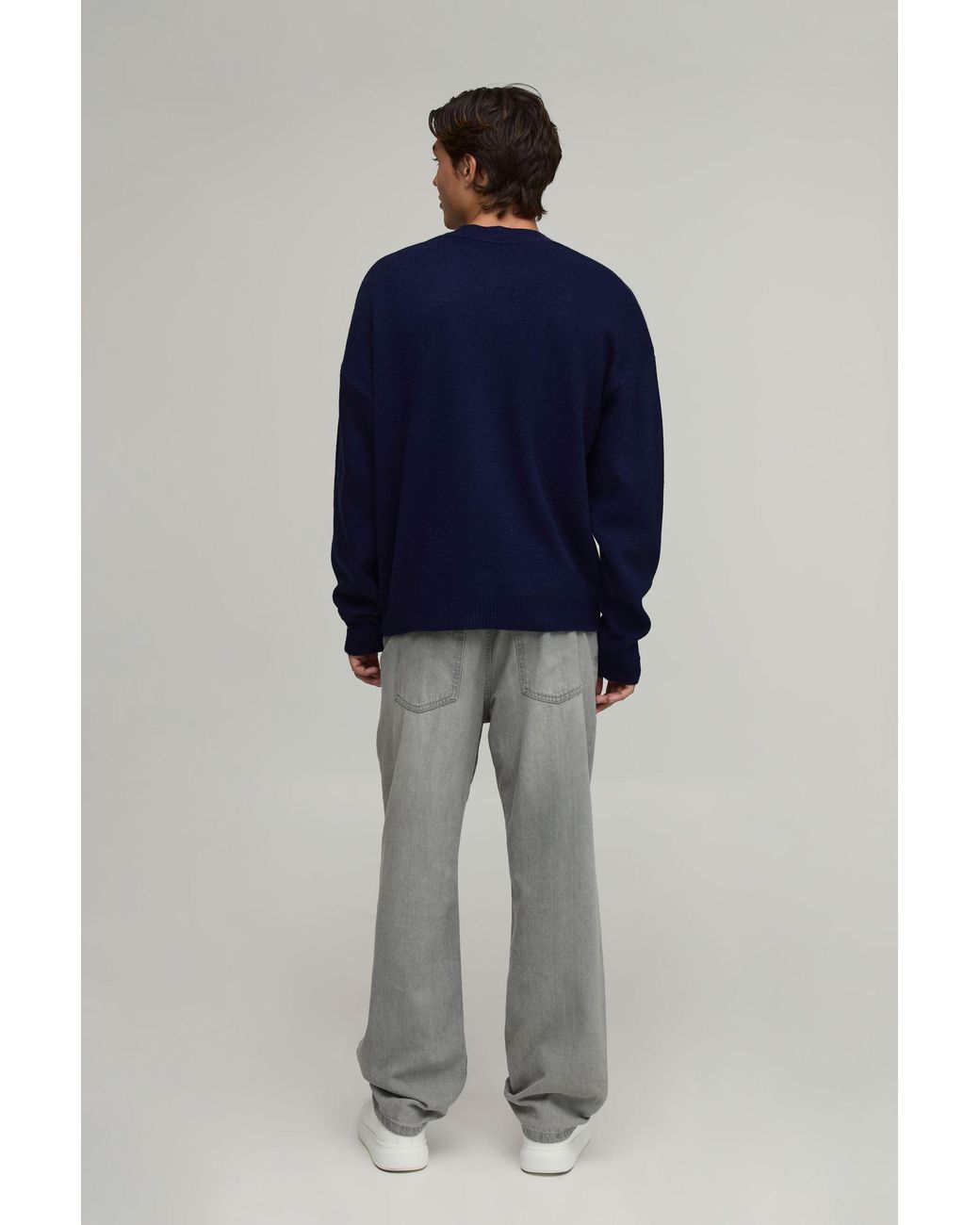 BoohooMAN Blue Relaxed Soft Touch Knitted Cardigan for men
