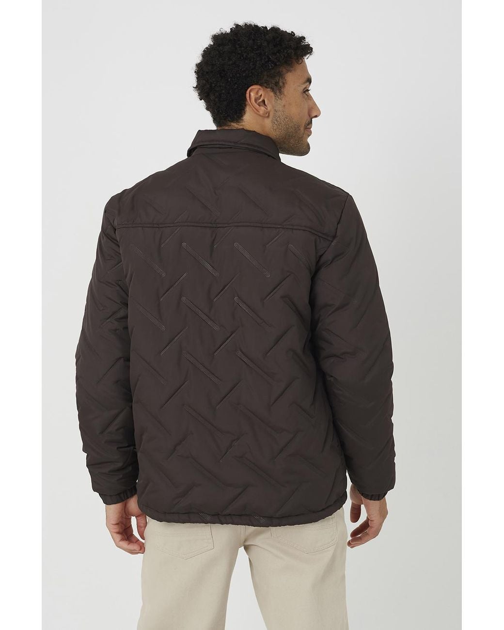 Brave Soul Gray Heat Seal Padded Coach Style Jacket for men