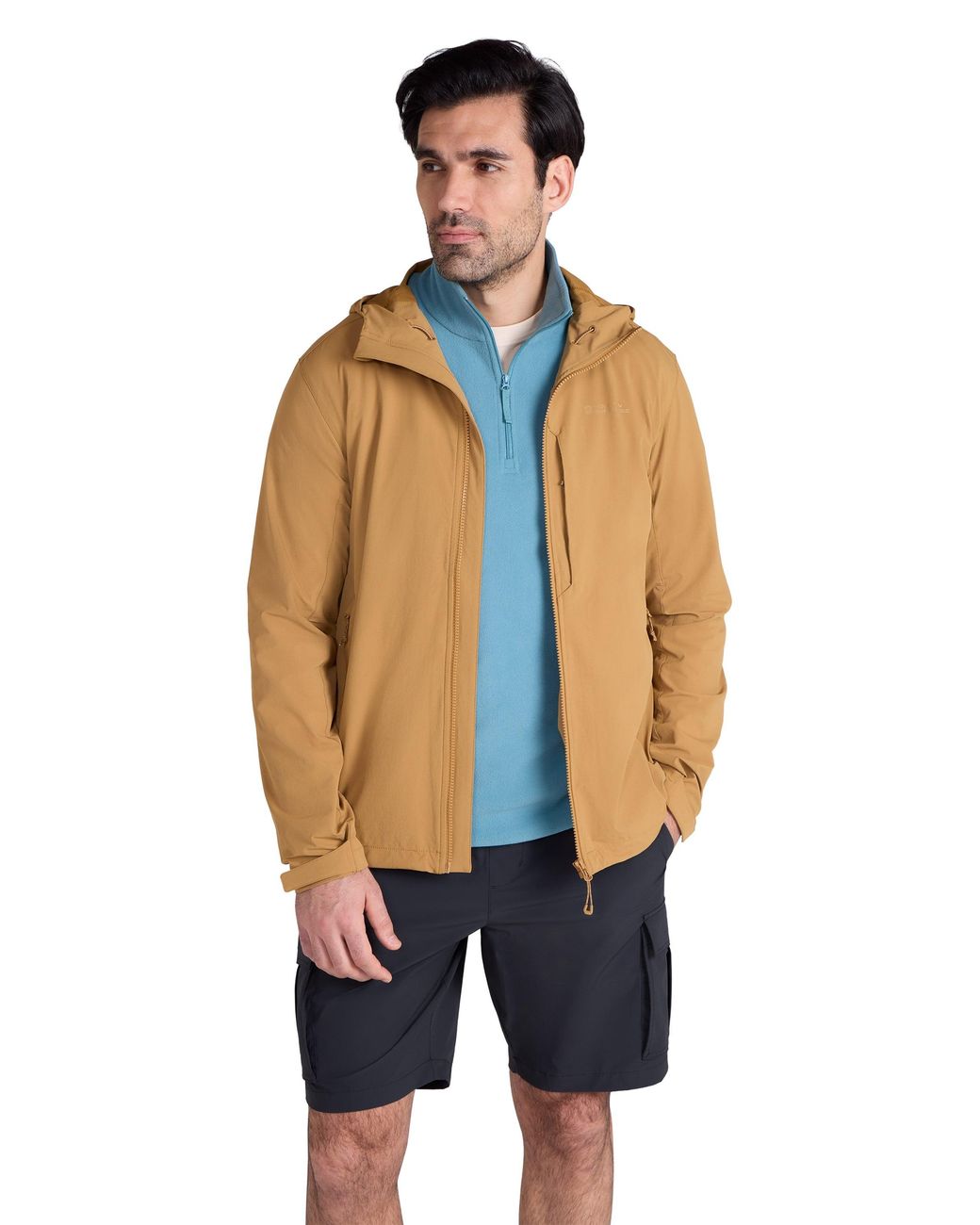 Mountain Warehouse Blue 'Retreat' Packable Softshell Jacket Water Resistant Coat Polyamide for men